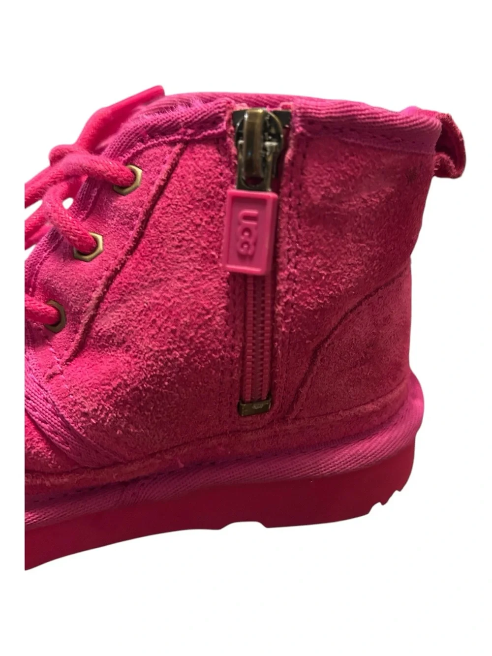 Ugg girls Pink Suede Lace-Up Boots sz 9
